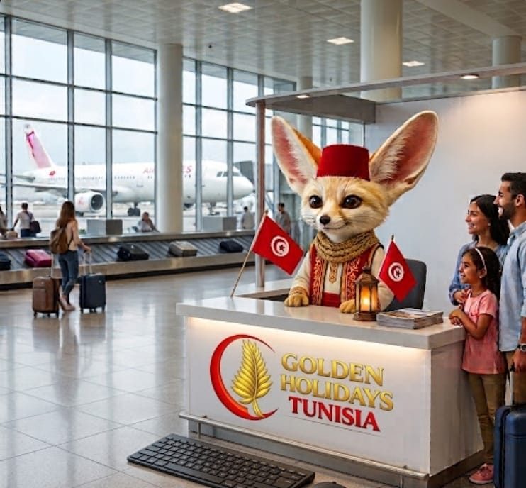 Fennouk accueille des voyageurs à leur arrivée à l'aéroport